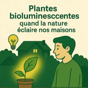 llustration d’un homme observant une plante bioluminescente